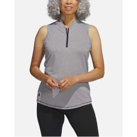 adidas Tops - Adidas Golf Sleeveless Polo Shirt Womens Athletic Striped Mock Neck‎ Activewear